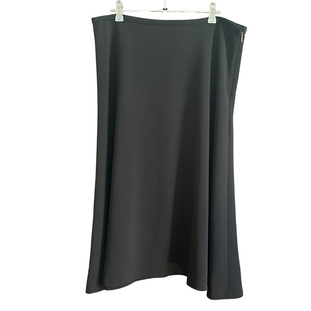 Calvin Klein | Black Crepe A Line Midi Skirt, Business Professional | Size 14